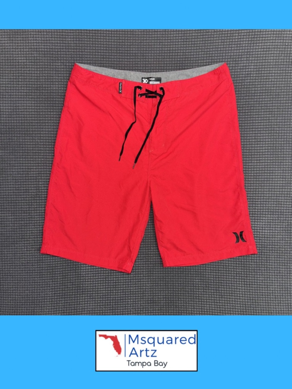 Hurley Board Shorts Size 30 Red Swim Surf Drawstring Performance